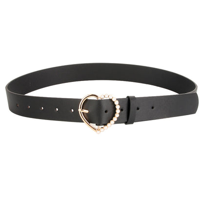 Women's Sweet Elegant Love Pearl Pin Buckle Belts