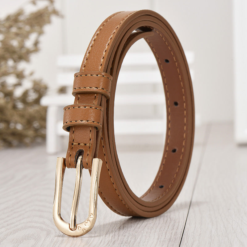 Women's Faux Leather Pin Buckle Korean Style Sweet Thin Belts