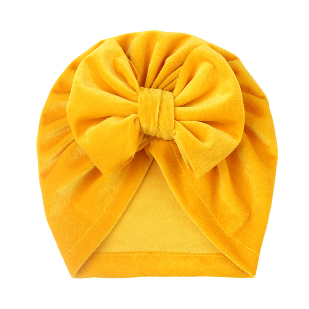 Children's Warm Hat Bow Gold Veet Knotted Kids' Headwear