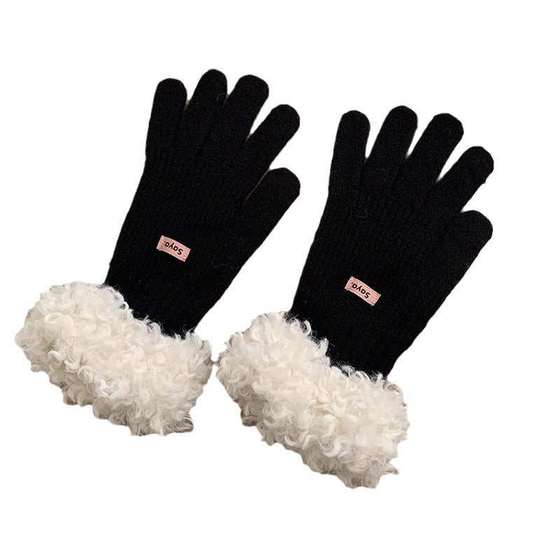 Women's Knitted Warm Cycling Five Fingers Separated Touch Gloves