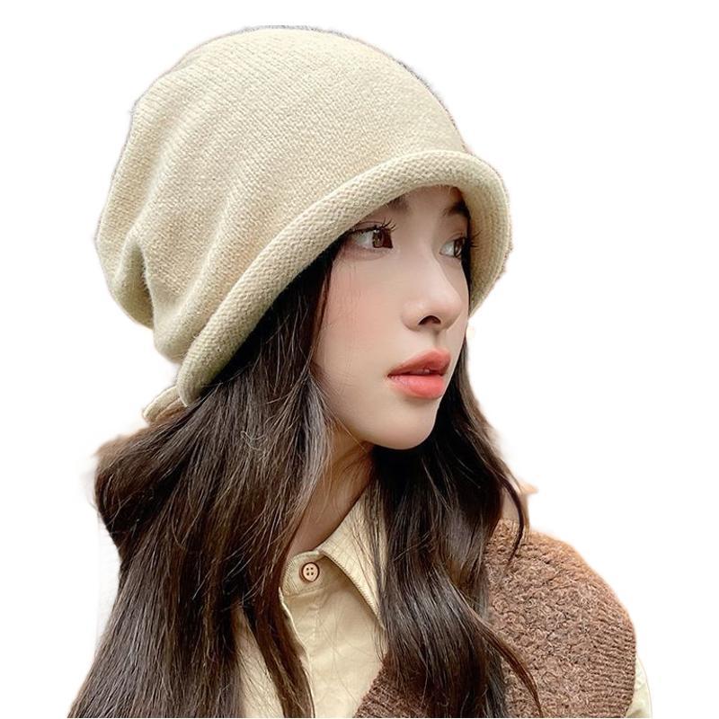 Women's Warm Knitted Big Head Circumference Ear Protection Hats & Caps