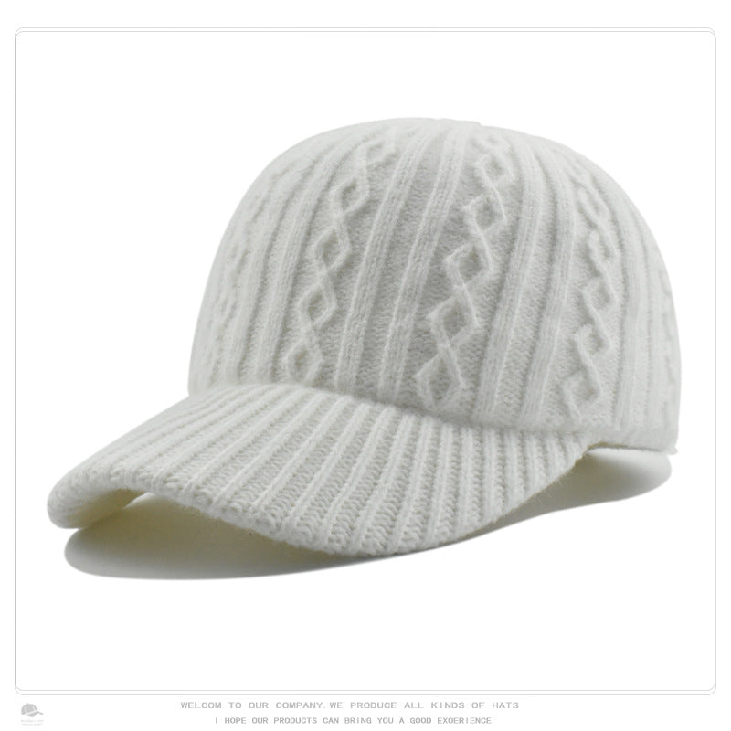 Women's Knitted Wool Baseball Korean Fashion Face Hats & Caps