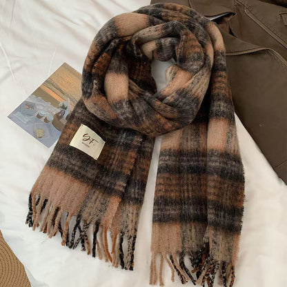 Women's High-grade Plaid Winter Korean Shawl Thickening Scarfs