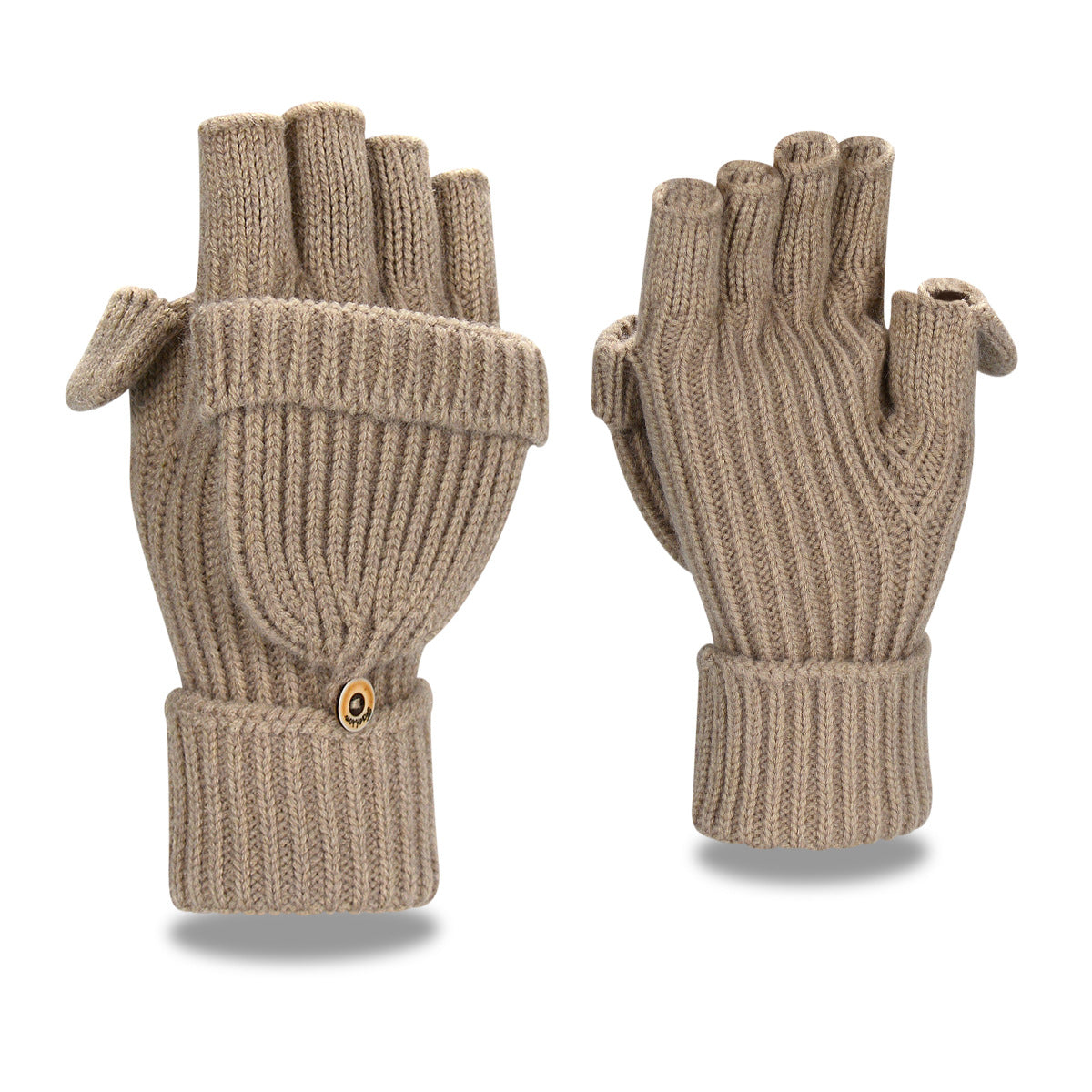 Women's & Men's Winter Half Finger Flip Knitted Thickened Warm Wool Gloves