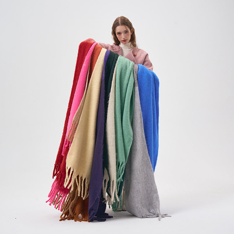 Matching Soft Touch Plush Winter Thicken Lengthen Cashmere Shawl Scarfs