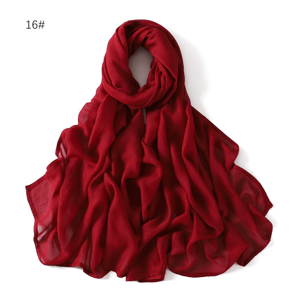 Wide Brim Thin Modal Monochrome Rayon Breathable Shawl Cotton Scarfs