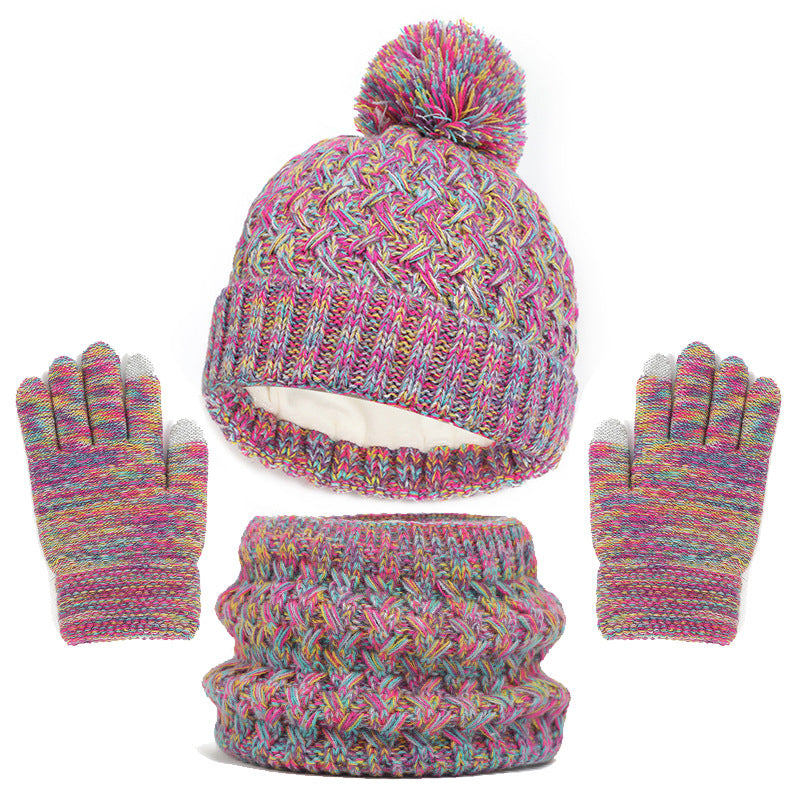 Children's Hat Three-piece Set Fleece-lined Thickened Single Kids' Headwear