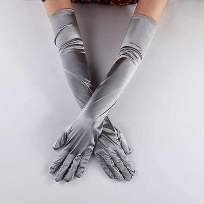 Women's Satin Stretch Halloween Sexy Dinner Show Gloves