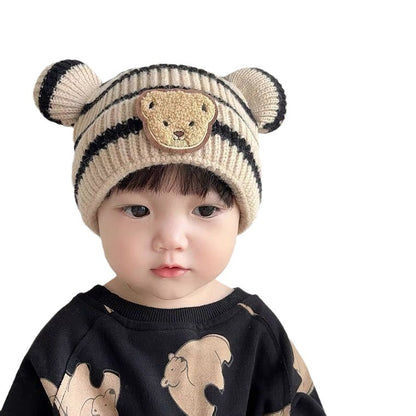 Hat Korean Style Striped Cute Bear Kids' Headwear