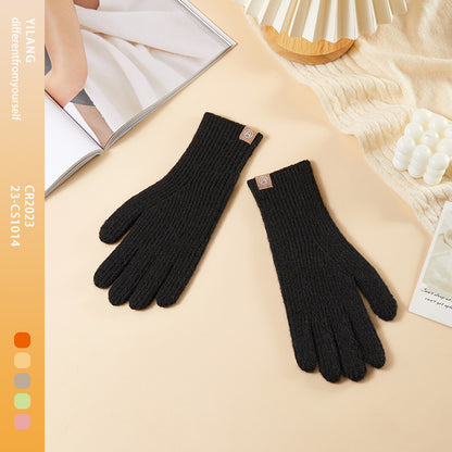 Women's & Men's Wool Knitted Winter Cycling Solid Color Gloves