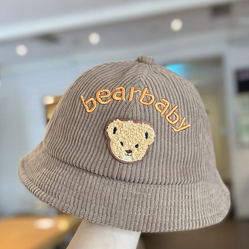 Style Hat Corduroy Cute Bear Bucket Kids' Headwear