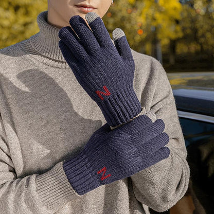 Men's Winter Thickened Fleece-lined Thermal Touch Screen Gloves