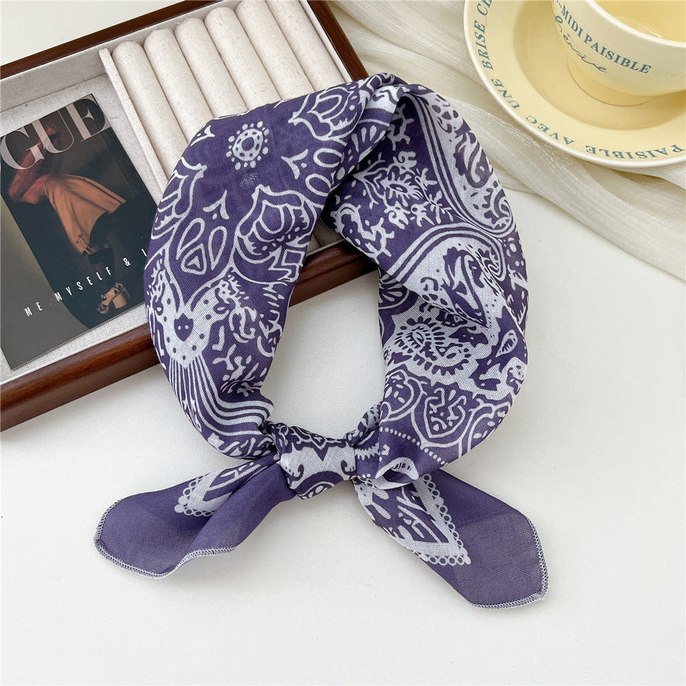 Small Square Towel Silk Female Autumn Summer Bandana Headband Scarfs