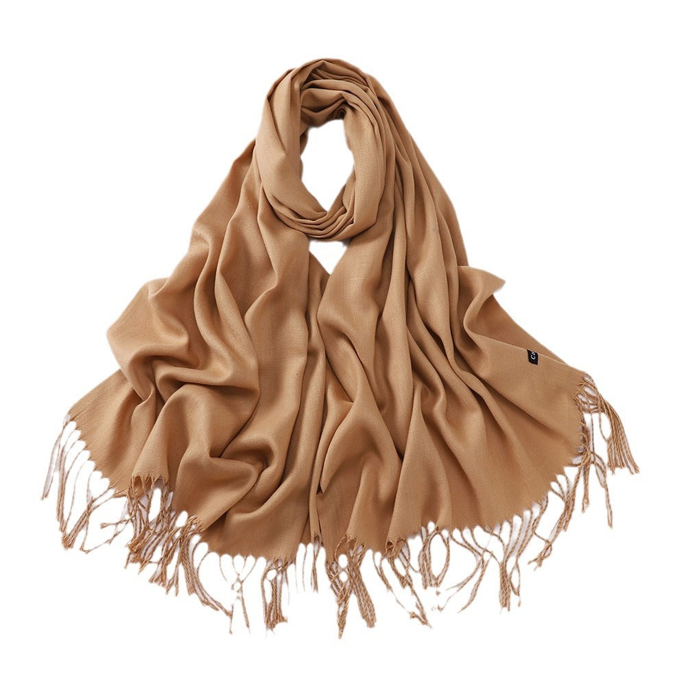 Imitation Cashmere Solid Color Long Warm Scarfs