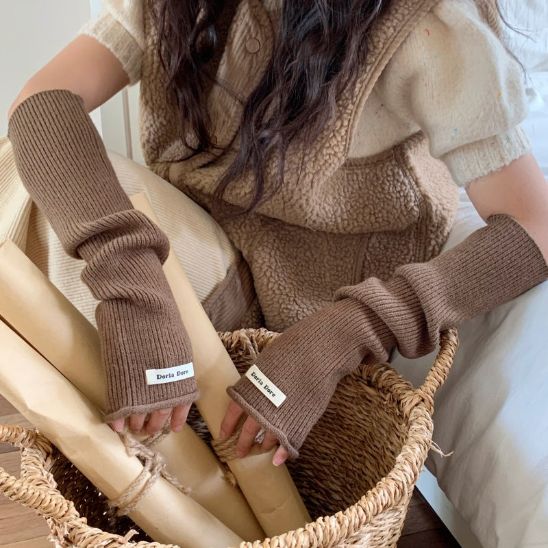 Women's Arm Sleeve Warm Protection Long Knitted Sweater Gloves