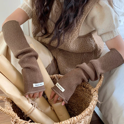 Women's Arm Sleeve Warm Protection Long Knitted Sweater Gloves