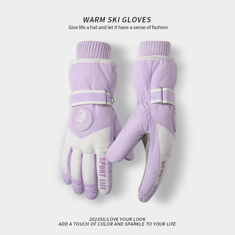 Women's & Men's Fleece-lined Thickened Warmth Retention Material Windproof Gloves