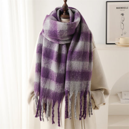 Women's & Men's Artificial Cashmere Plaid Warm Lengthened Thickened Scarfs