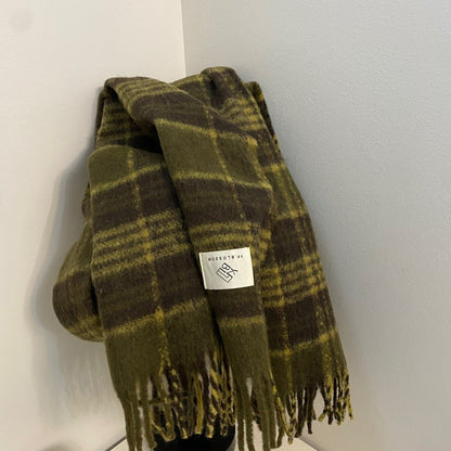 Women's & Men's Retro Atmosphere Brown Plaid Mohair Thick Scarfs