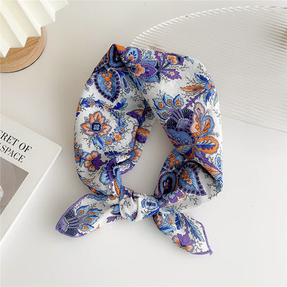 Women's Linen Small Square Towel Silk Artistic Scarfs