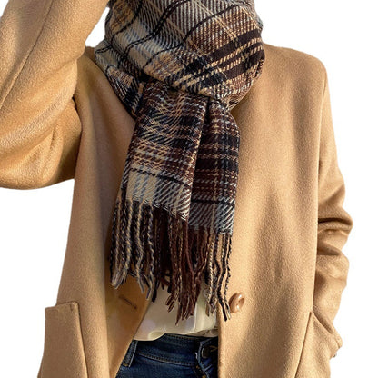 Men's Cashmere Female Color Matching Plaid Shawl Scarfs