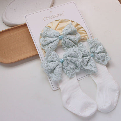 Gift Box Bow Hair Band Socks Suit Kids' Headwear