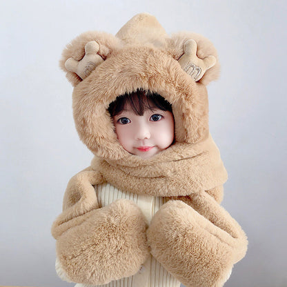 Children's Hat Winter Three-piece Set Veet Plush Kids' Headwear