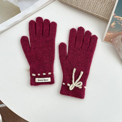 Color Fashionable Warm Comfortable Casual Cool Bow Winter Gloves