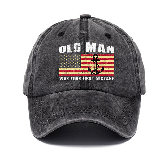 Men's Washed Cotton Printed Hat Old Dad Hats & Caps