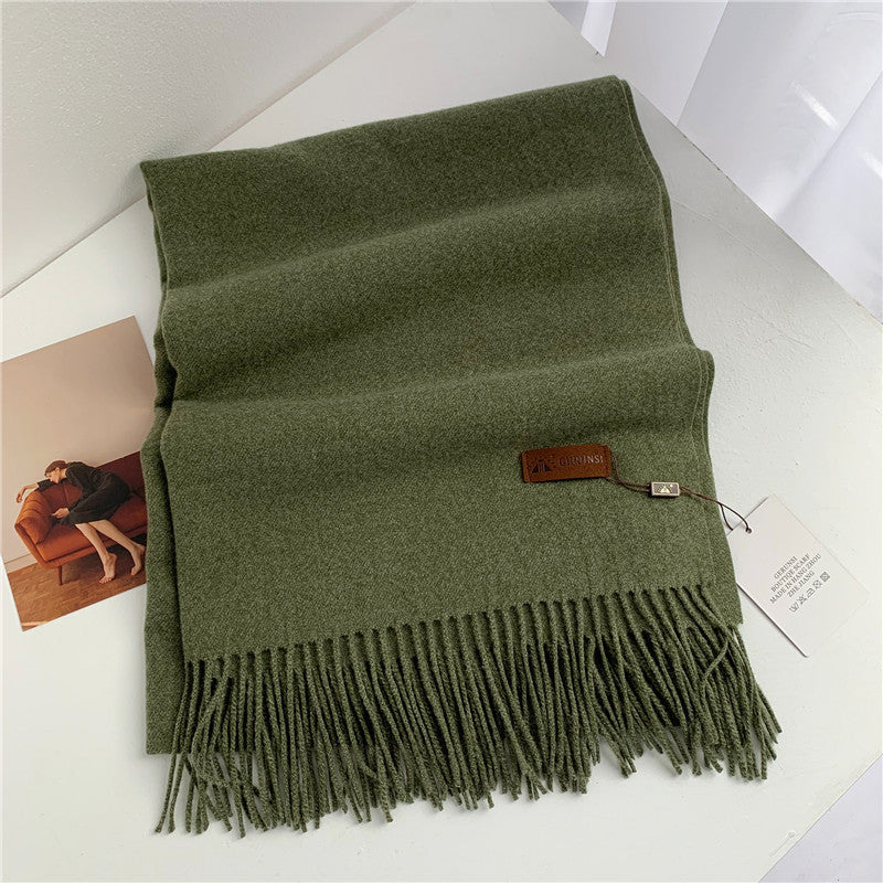 Women's Korean Style Fashion Labeling Solid Color Scarfs