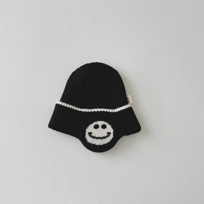 Children's Hat Knitted Smiley Face Earflaps Warm Kids' Headwear