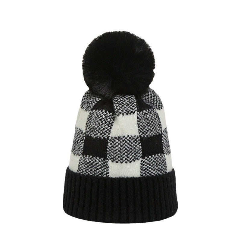 Women's Korean Warm Hat Fresh Literature Art Plaid Hats & Caps