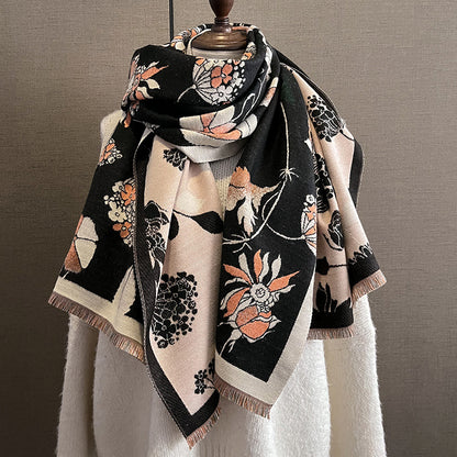 Women's Artificial Cashmere Korean Printed Elegant Warm Scarfs