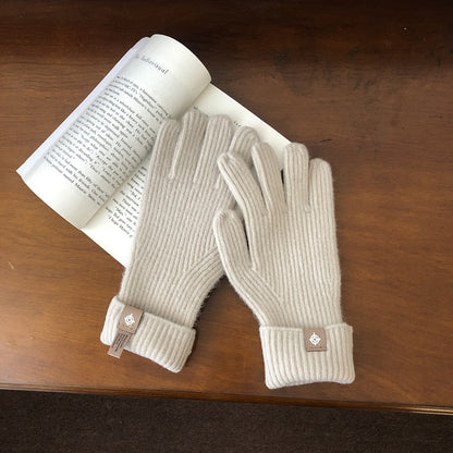 Surrogate Shopping Wool Solid Color Five Finger Gloves