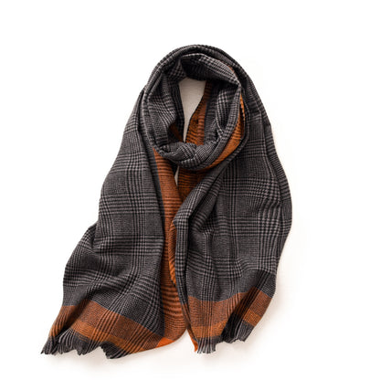 Women's Silk Pleasure Border Check Printed Shawl Scarfs