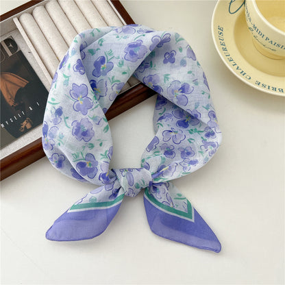 Women's Band Cotton Linen Small Square Towel Scarfs