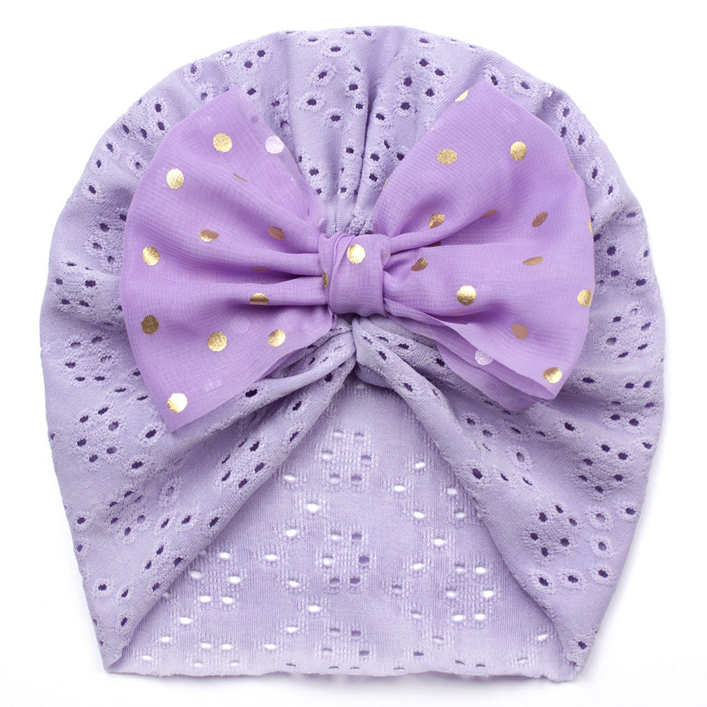 Bronzing Bow Sleeve Hollow Out Plain Kids' Headwear