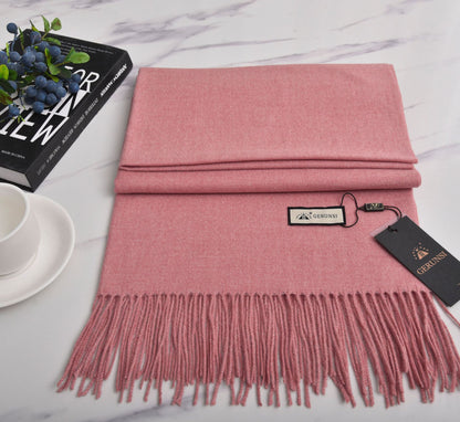 Women's Pilling Ge Solid Color Cashmere Thick Soft Wool Scarfs