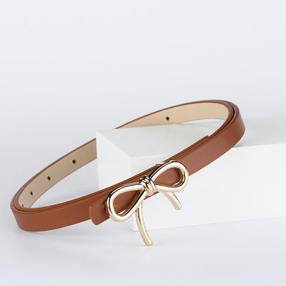 Women's Bow Decorative Leather High-grade Thin Clothing Belts