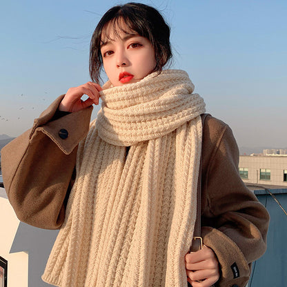 Style Wool Knitted Female Winter Korean Cute Wild Scarfs