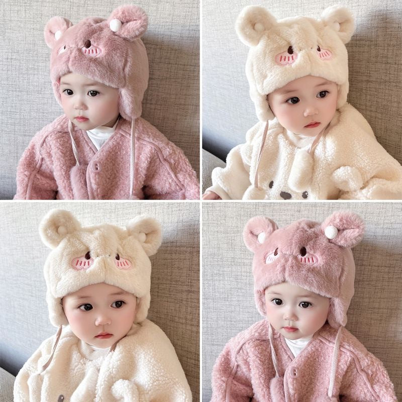 Warm Plush Fleece Cartoon Round Ears Kids' Headwear