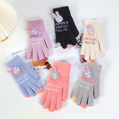 Women's Winter Korean Cute Knitted Warm Knitting Gloves