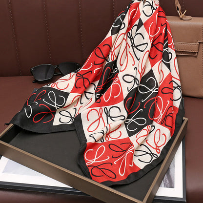 Women's Cotton Linen Square Korean Style Printed Fashion Sweet Tie Scarfs