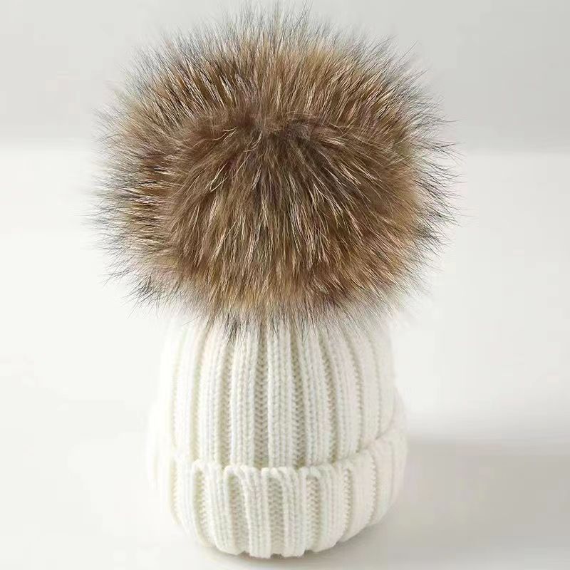 Trendy Boys Winter Big Fur Ball Kids' Headwear