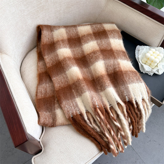 Women's & Men's Artificial Cashmere Plaid Warm Lengthened Thickened Scarfs