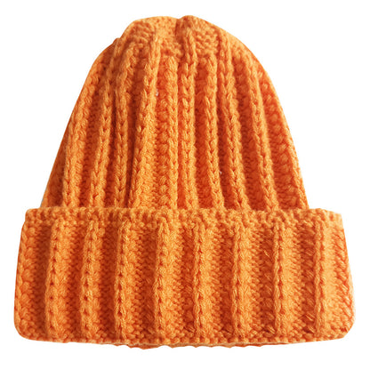 Stripe Knitted Hat Solid Color Woolen Kids' Headwear