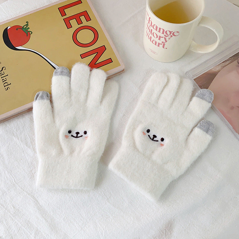 Plush Winter Warm Cute Female Cold Protection Fleece Gloves