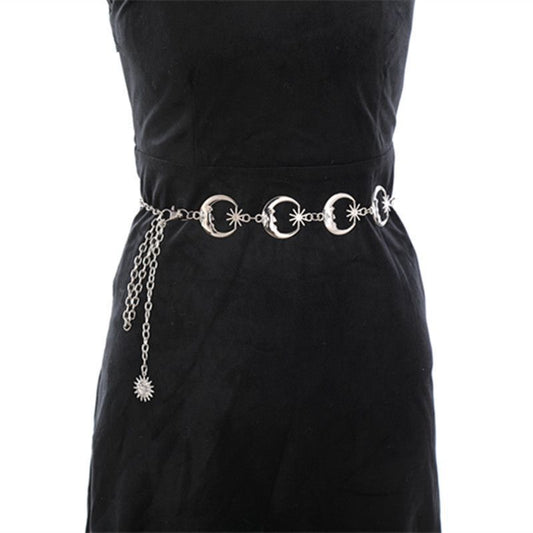 Star Moon Metal Chain Waist Hip Hop Punk Sun Belts