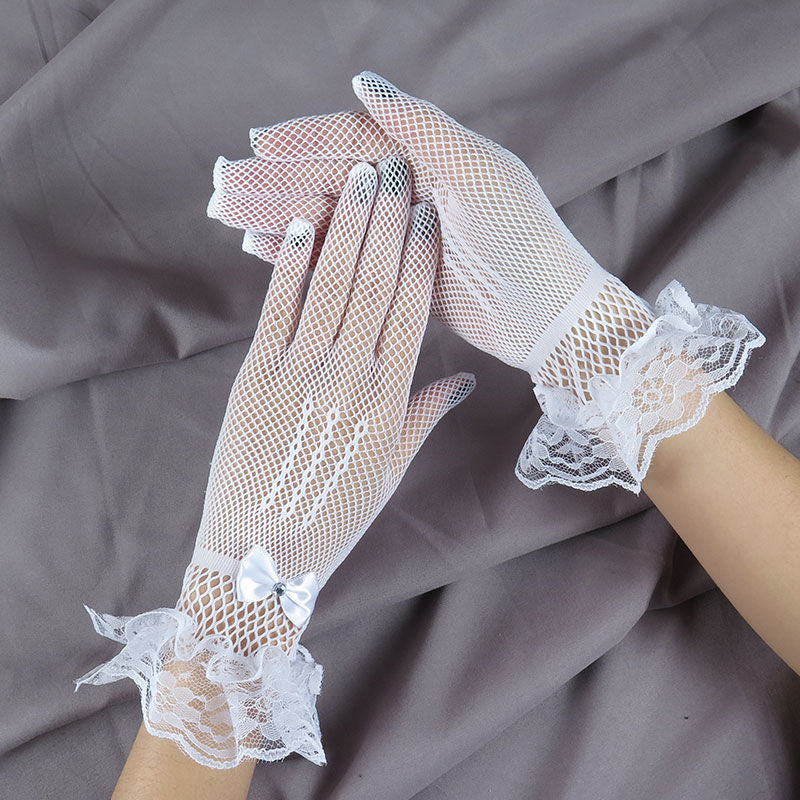 Women's Thin Mesh Summer Sexy Black Elastic Gloves