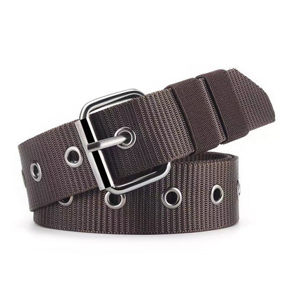 Women's & Men's Canvas Green Decoration Jeans Strap Porous Belts